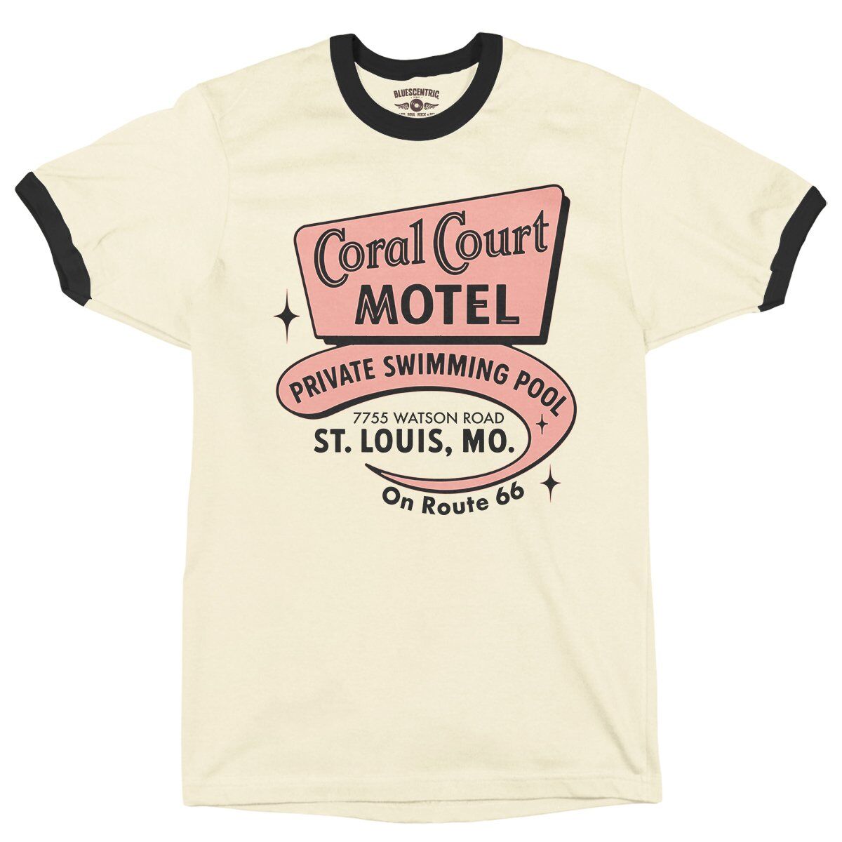 Coral Court St. Louis Ringer T-Shirt - Cream-Black