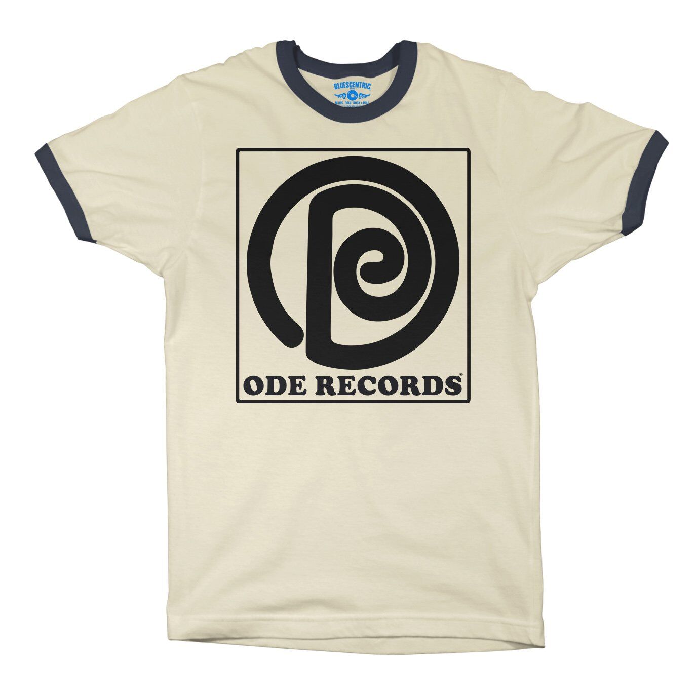Ode Records Ringer T-Shirt in Natural Midnight Navy