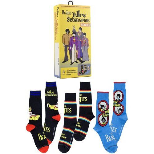 Perri's - Beatles - Yellow Submarine - Crew Socks (Assorted Styles 3 Pack Gift Box) Apparel (Socks, Gift Set, 3 Pack)