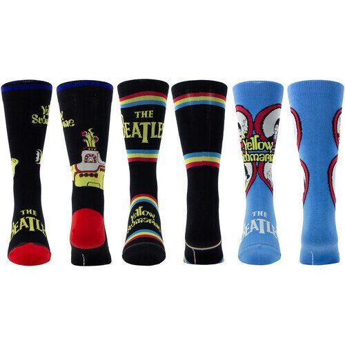 Perri's - Beatles - Yellow Submarine - Crew Socks (Assorted Styles 3 Pack Gift Box) Apparel (Socks, Gift Set, 3 Pack)