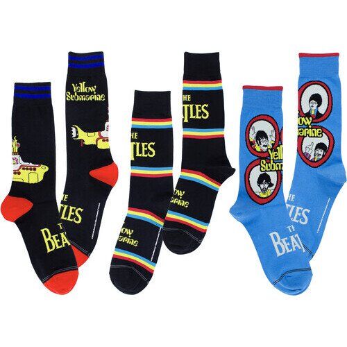 Perri's - Beatles - Yellow Submarine - Crew Socks (Assorted Styles 3 Pack Gift Box) Apparel (Socks, Gift Set, 3 Pack)