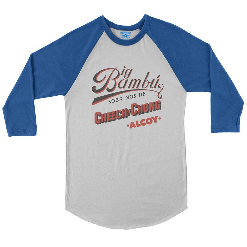 Cheech y Chong’s Big Bambu Baseball T-Shirt in White True Royal
