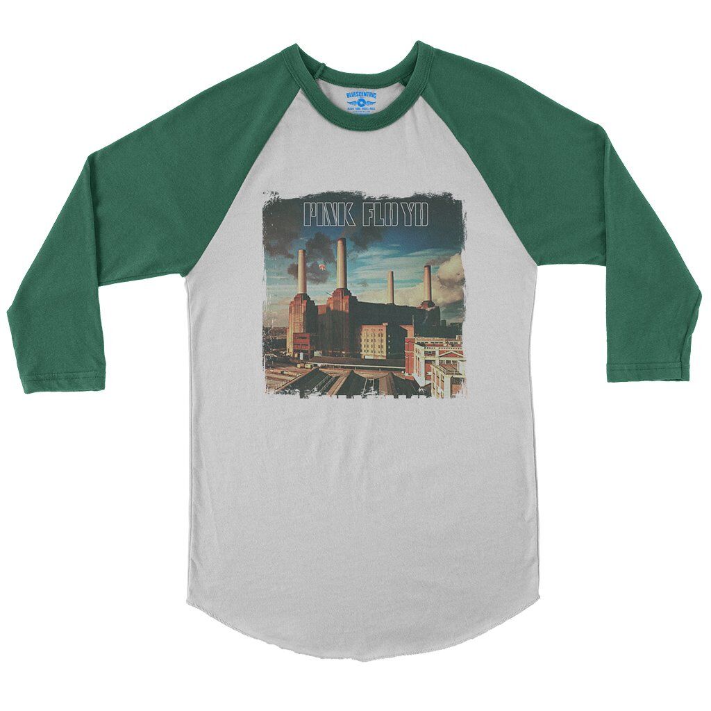 Pink Floyd Animals Album Cover Baseball T-Shirt in White Kelly