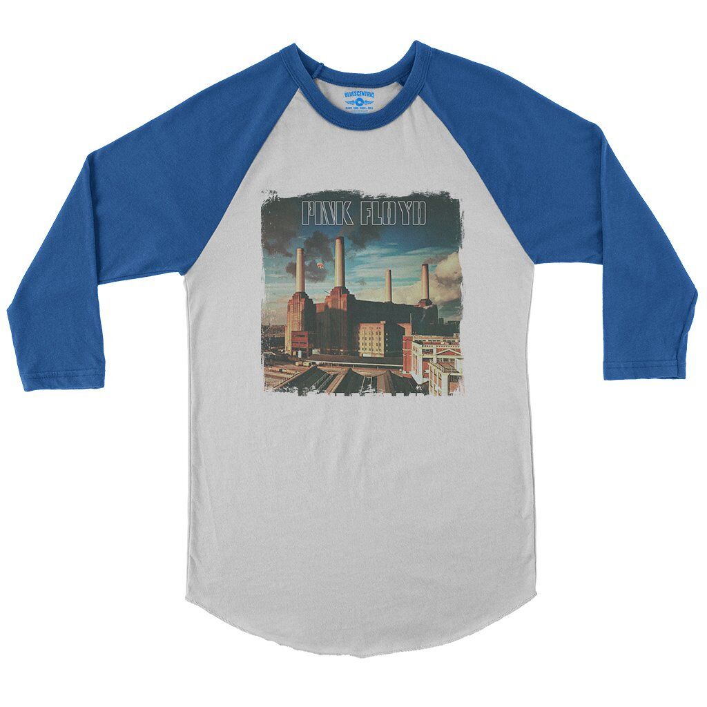 Pink Floyd Animals Album Cover Baseball T-Shirt in White True Royal