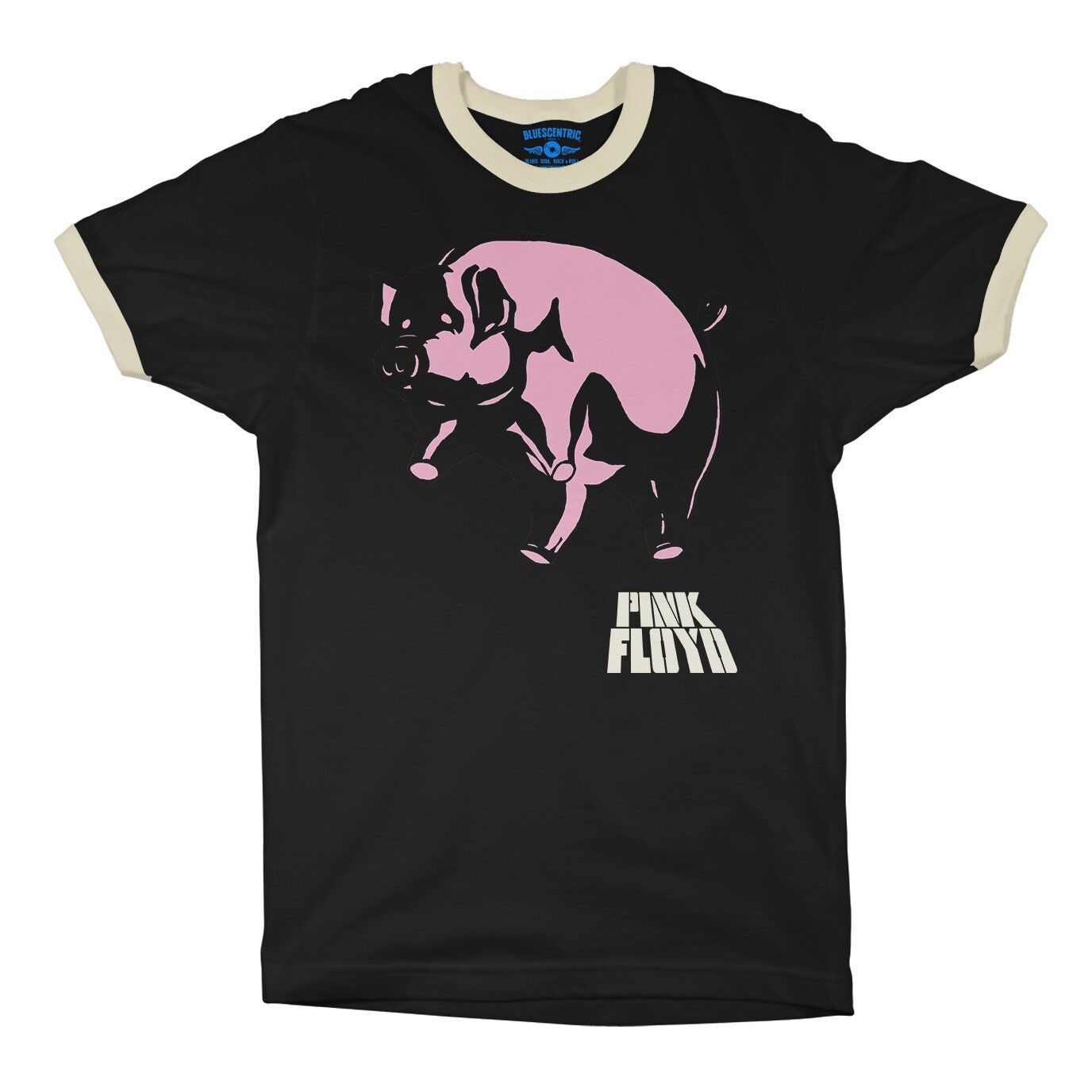 Pink Floyd Algie Pig Ringer T-Shirt in Black Natural