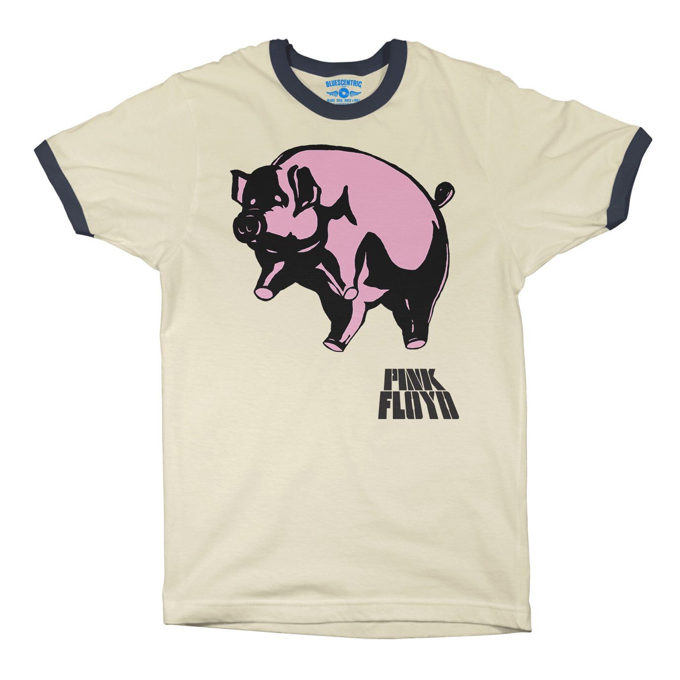 Pink Floyd Algie Pig Ringer T-Shirt in Natural Midnight Navy