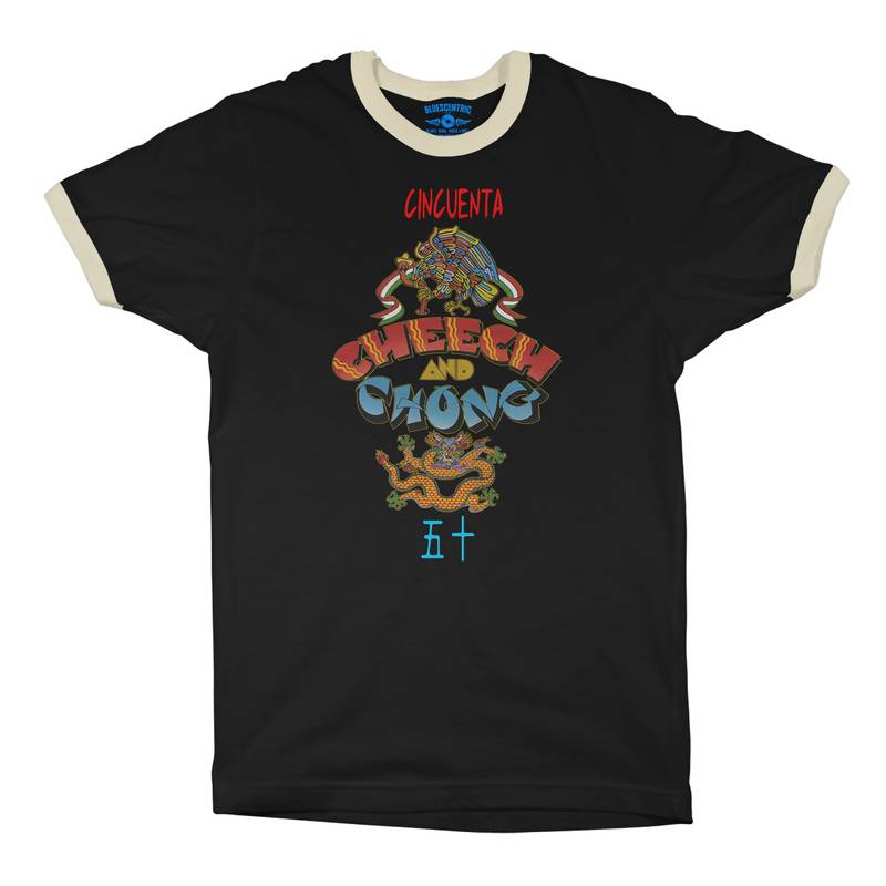 Small Batch Ltd. Edition Cheech & Chong Debut 50th Ringer T-Shirt in Black Natural