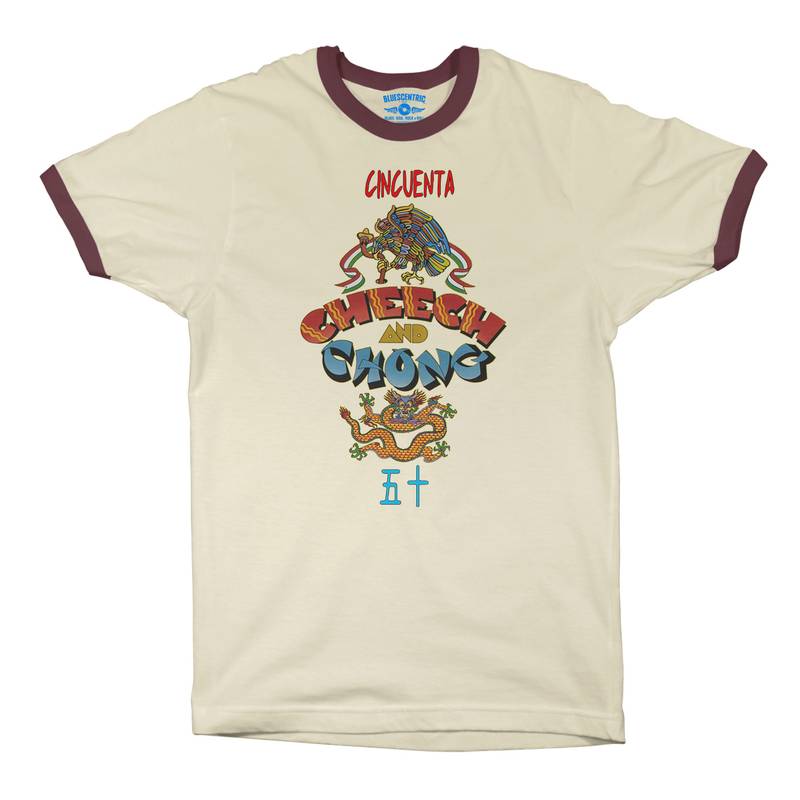 Small Batch Ltd. Edition Cheech & Chong Debut 50th Ringer T-Shirt in Natural Maroon