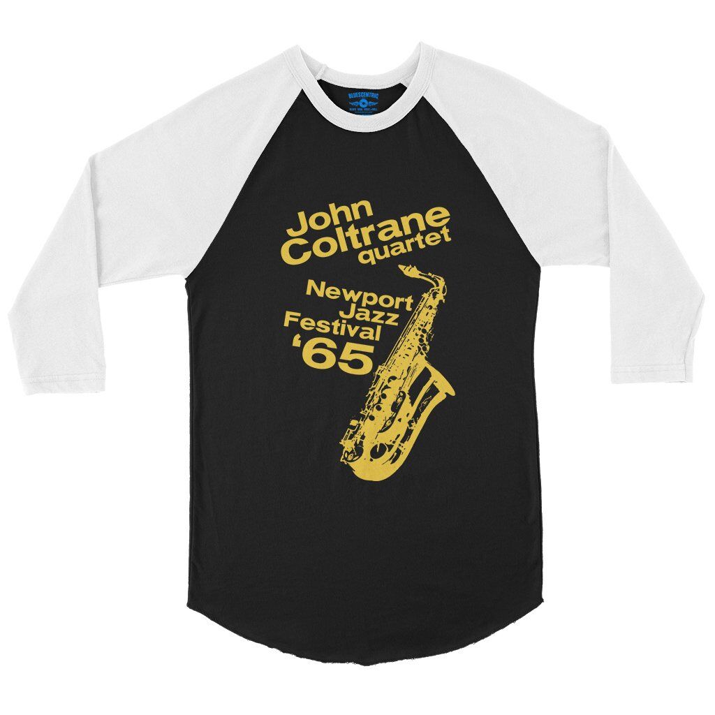 John Coltrane at Newport Jazz Festival Baseball T-Shirt in Black White