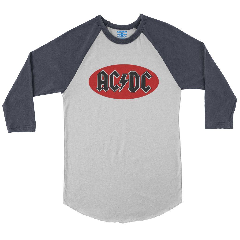 Oval AC/DC Logo Baseball T-Shirt in White Navy