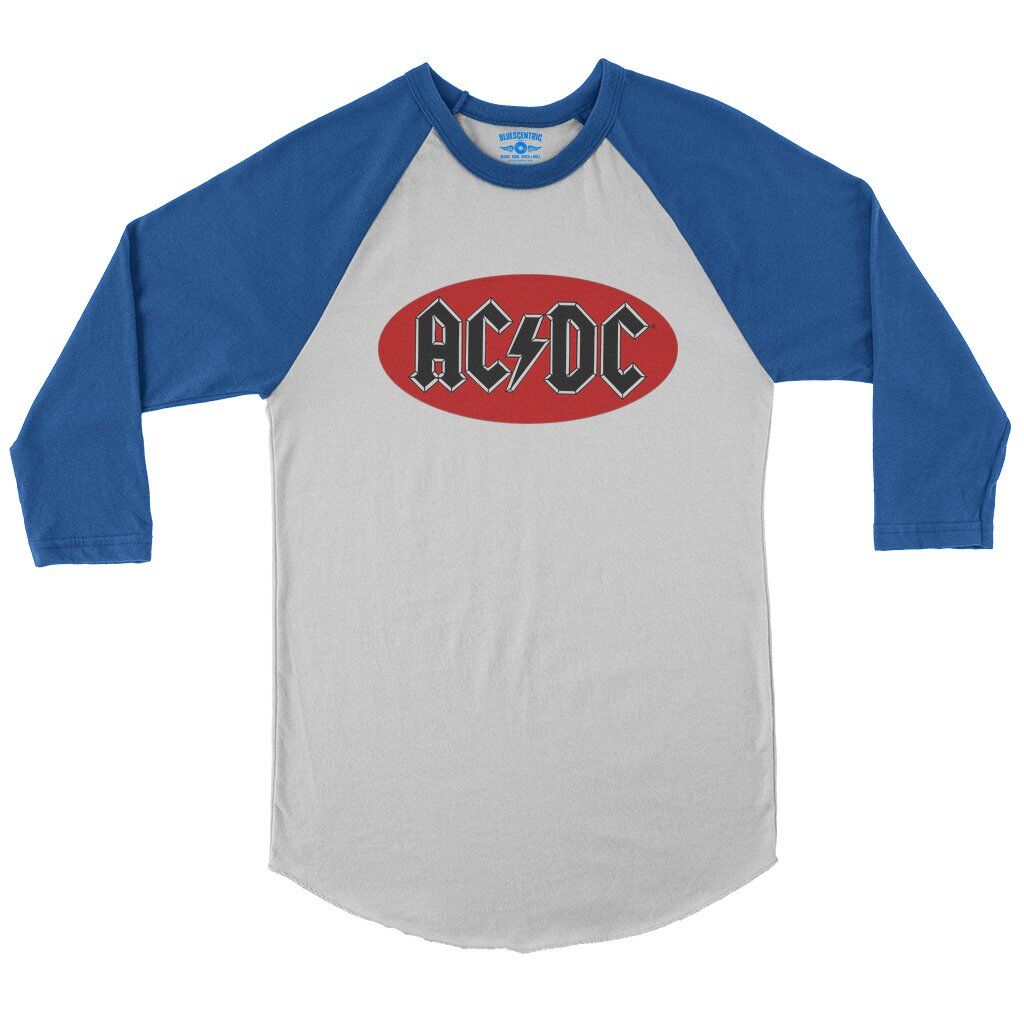 Oval AC/DC Logo Baseball T-Shirt in White True Royal