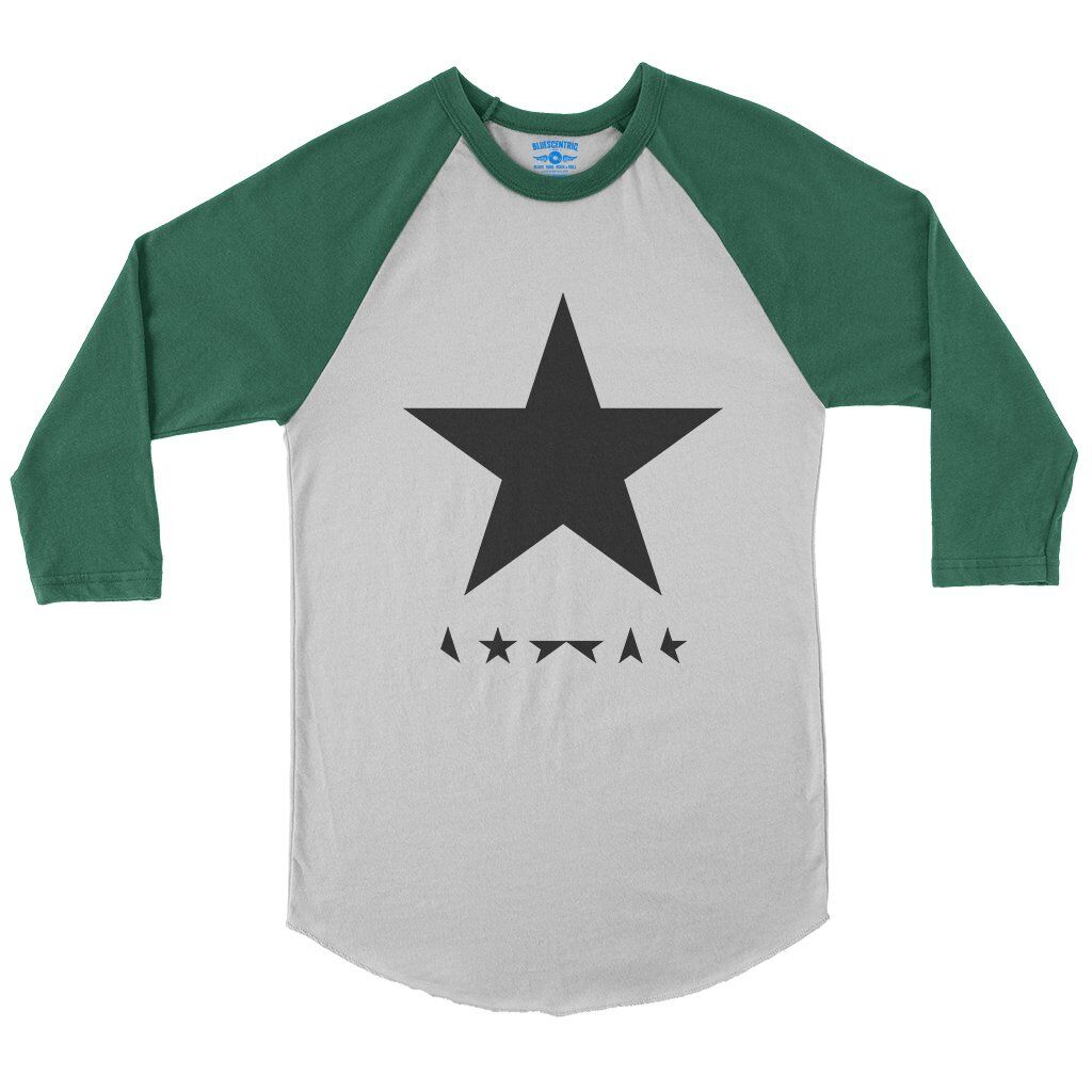 David Bowie Blackstar Album Cover Baseball T-Shirt in White Kelly