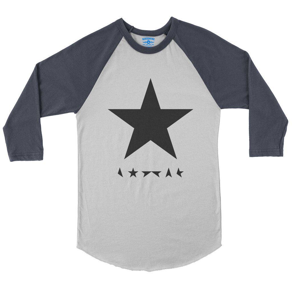 David Bowie Blackstar Album Cover Baseball T-Shirt in White Navy