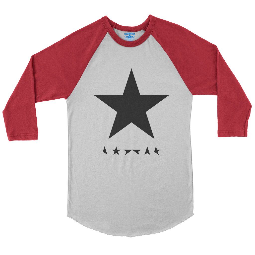 David Bowie Blackstar Album Cover Baseball T-Shirt in White Red