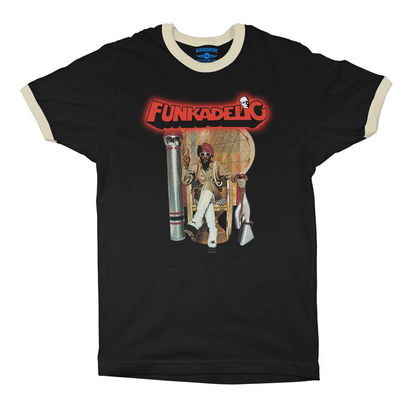 Funkadelic Uncle Jam Peacock Chair Ringer T-Shirt in Black Natural