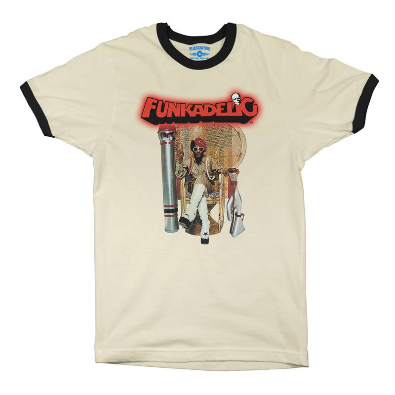 Funkadelic Uncle Jam Peacock Chair Ringer T-Shirt in Natural Black