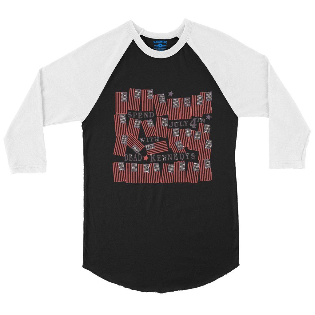 Spend July 4th With The Dead Kennedys Baseball T-Shirt in Black White