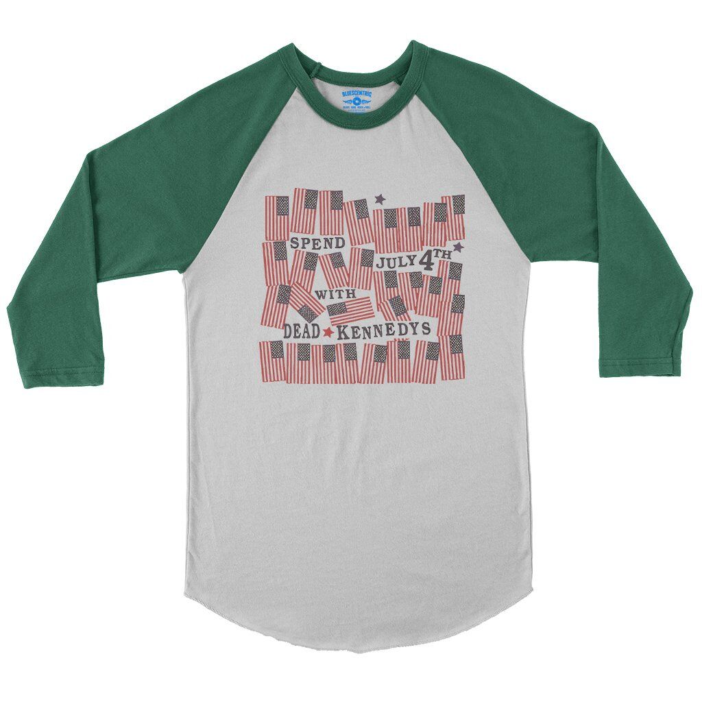Spend July 4th With The Dead Kennedys Baseball T-Shirt in White Kelly