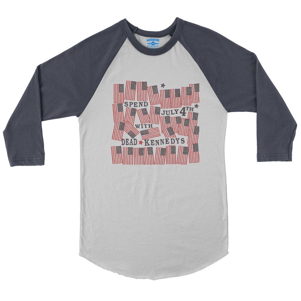 Spend July 4th With The Dead Kennedys Baseball T-Shirt in White Navy