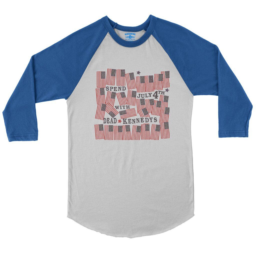 Spend July 4th With The Dead Kennedys Baseball T-Shirt in White True Royal