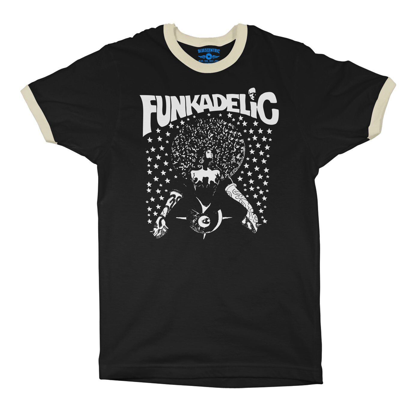 Black & White Funkadelic Concert Ringer T-Shirt in default