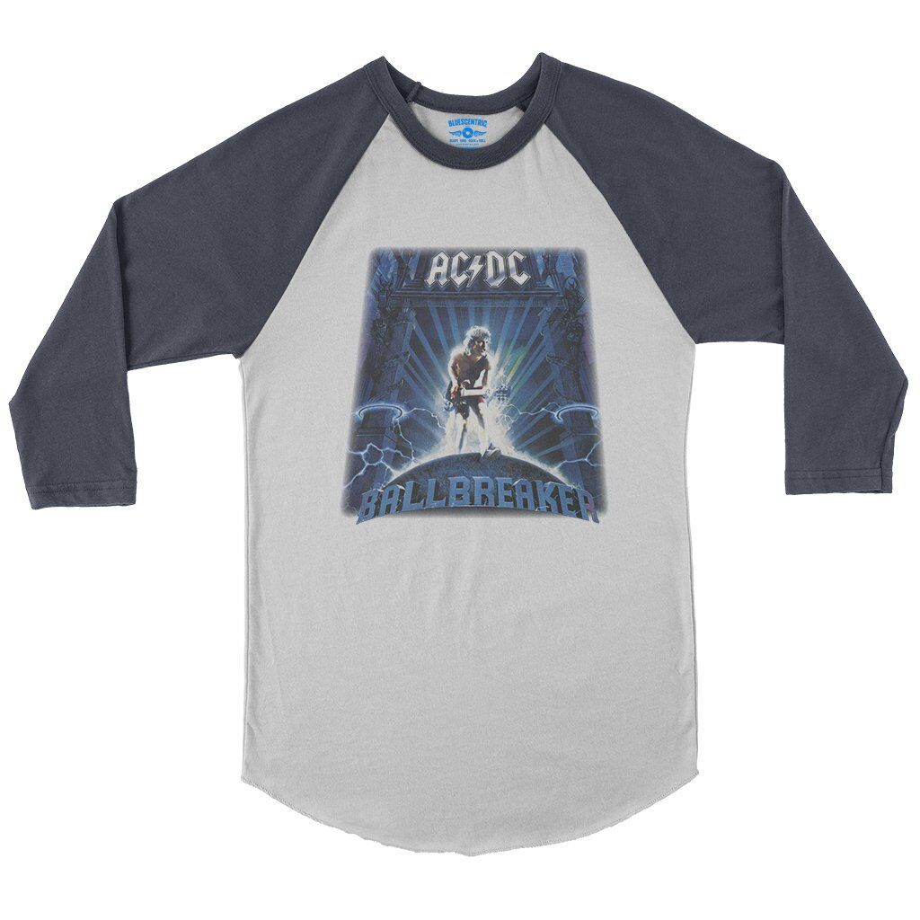 AC/DC Ballbreaker Baseball T-Shirt in White Navy