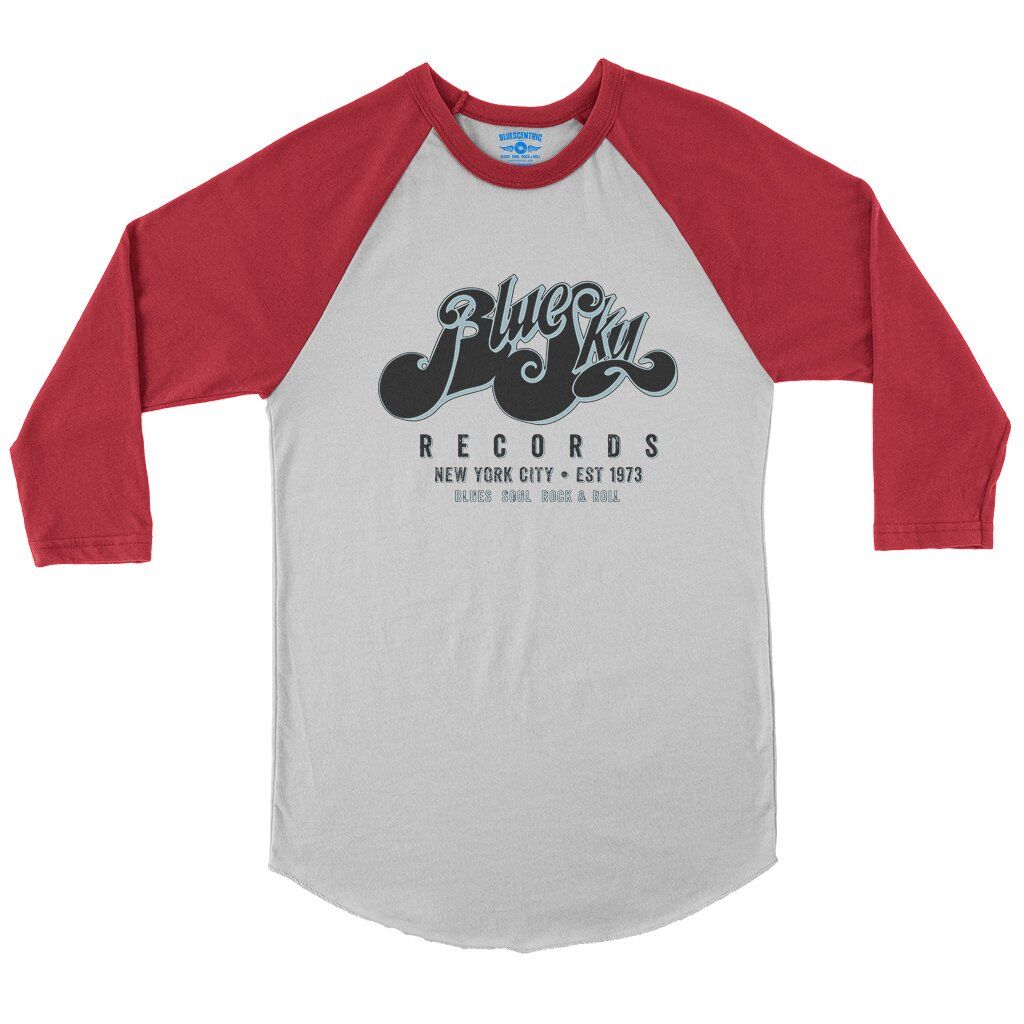 Blue Sky Records Baseball T-Shirt in White Red
