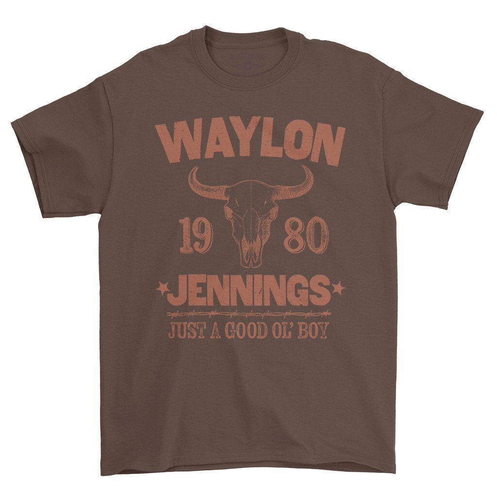 Waylon Jenning Good Ol Boy T-Shirt - Heavy Cotton - Chocolate