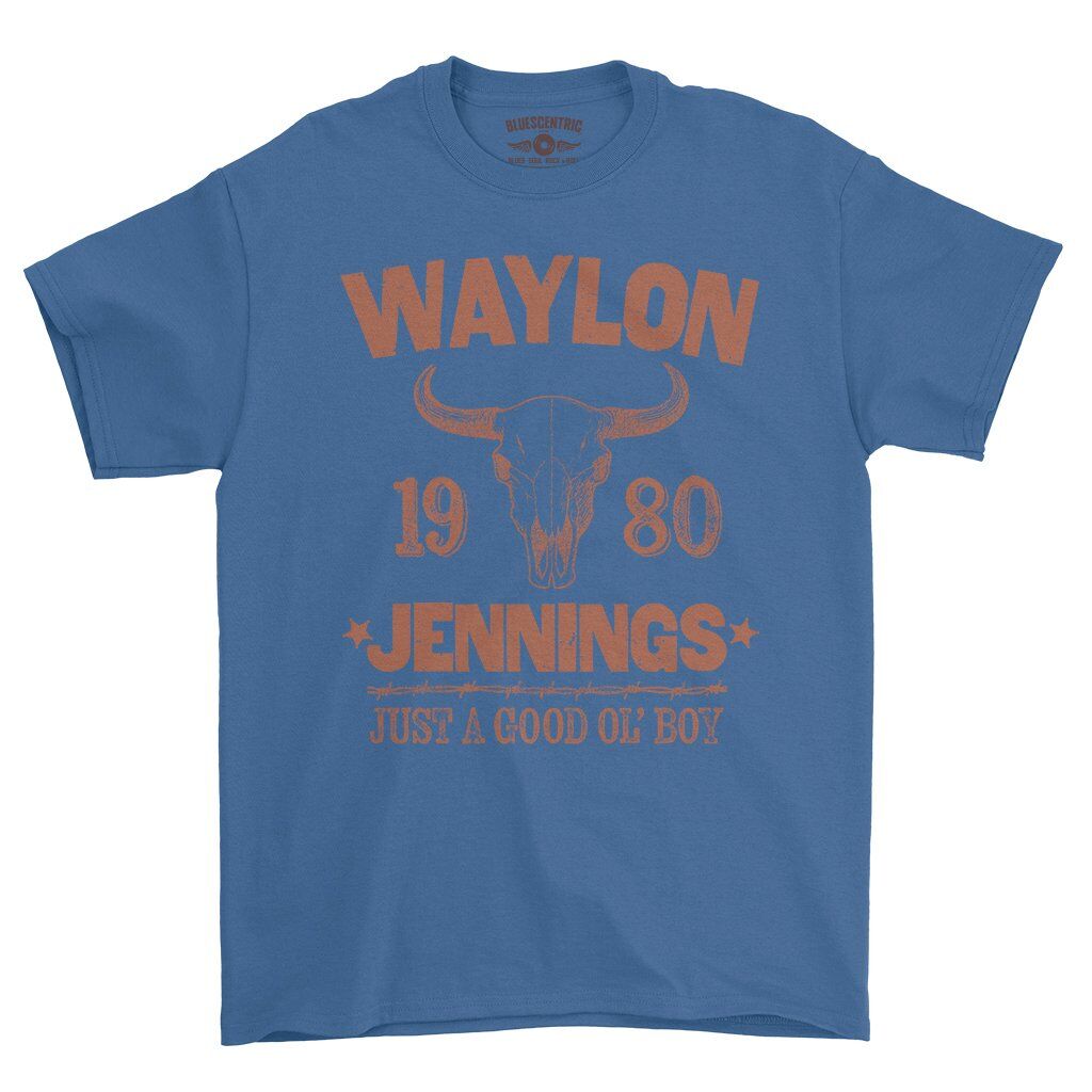 Waylon Jenning Good Ol Boy T-Shirt - Heavy Cotton - Royal