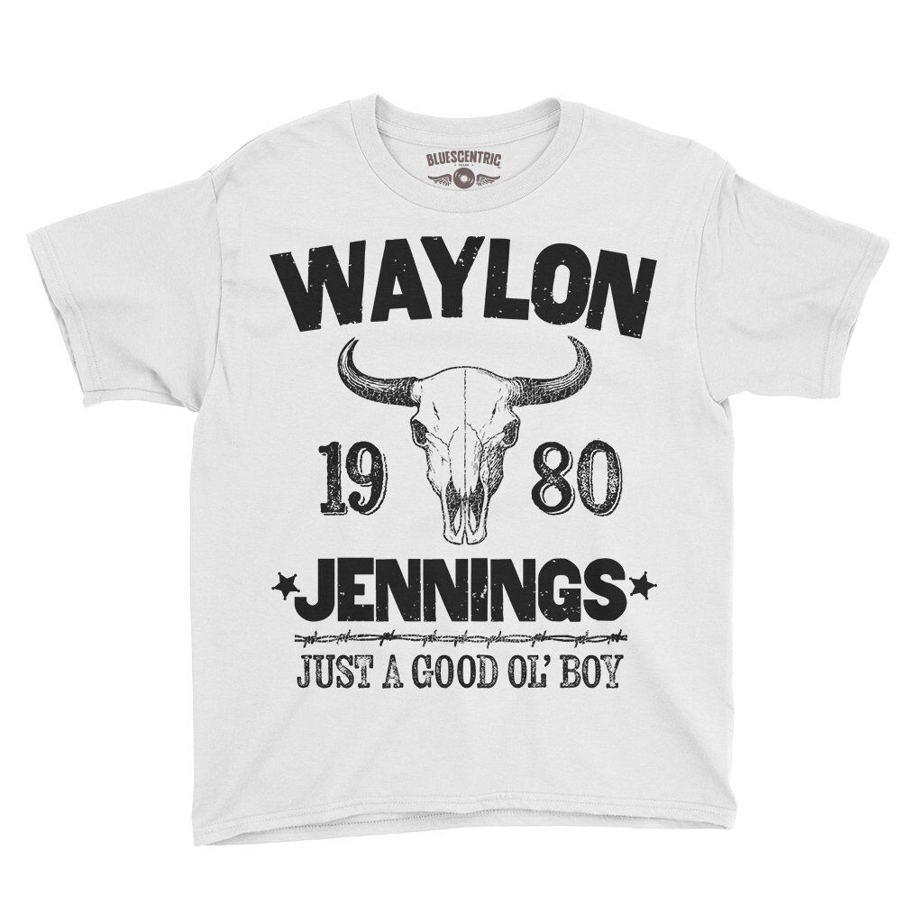 Waylon Jenning Good Ol Boy Youth T-Shirt - Lightweight Children & Toddlers - White