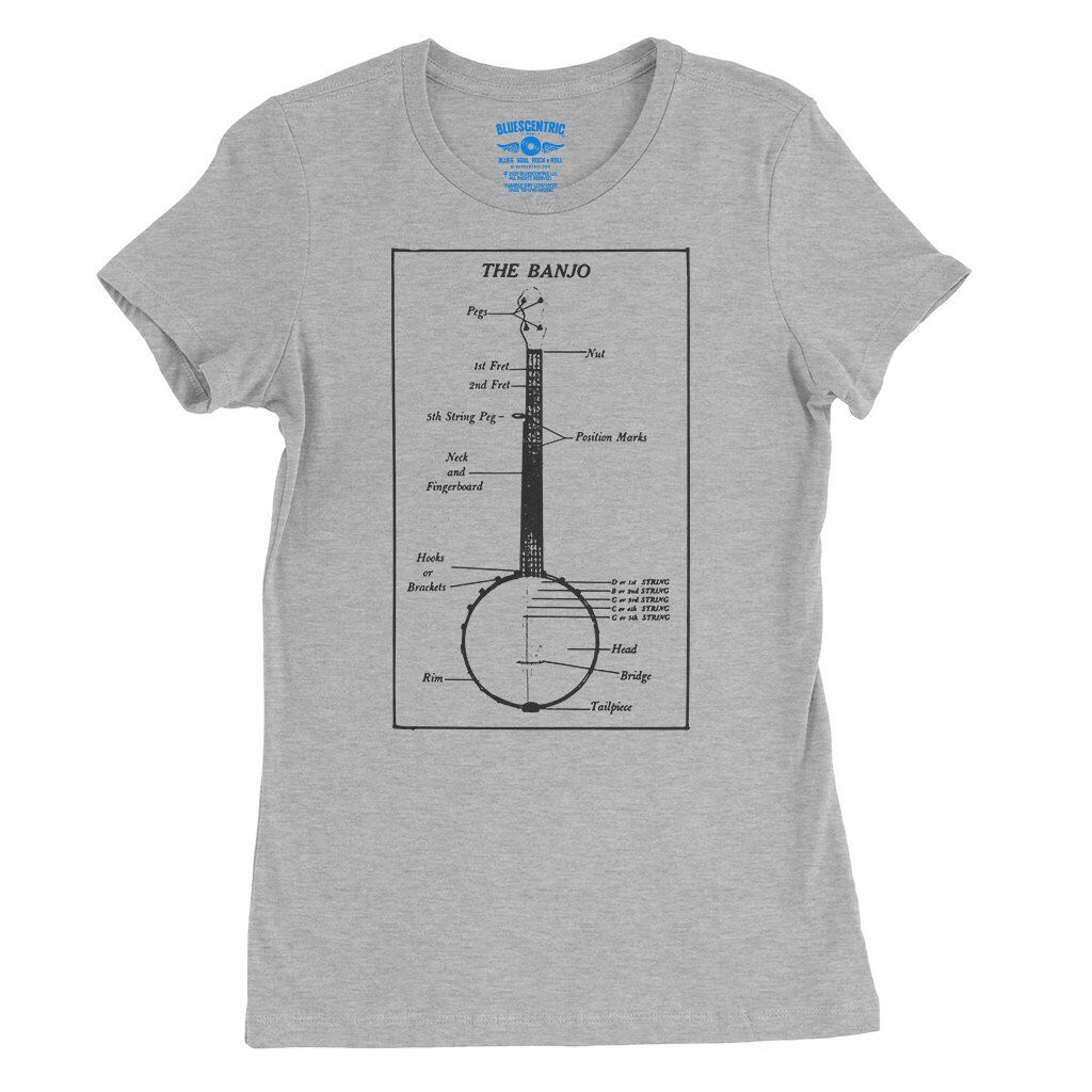 Banjo Diagram Ladies T-Shirt - Relaxed Fit - Athletic Heather