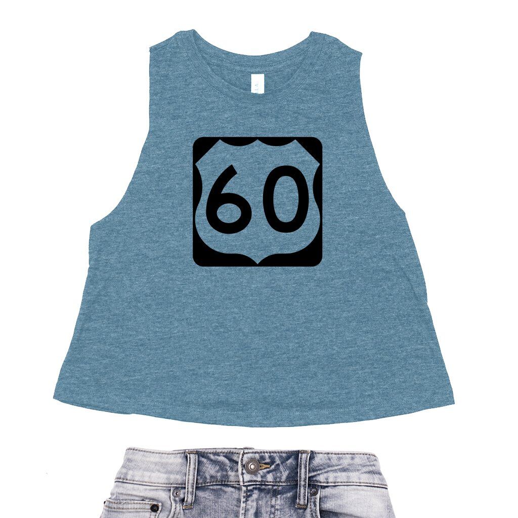 U.S. Route 60 Racerback Crop Top - Women's - Heather Deep Teal