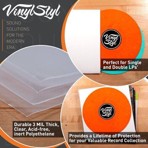 Vinyl Styl® VS-P-021 12 Inch Outer Record Sleeves - Easy Open - 50 Count (Crystal Clear) Bags / Sleeves (Large Item, Audiophile)