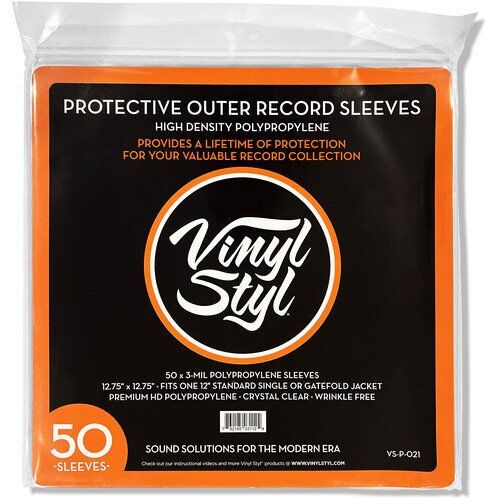 Vinyl Styl® VS-P-021 12 Inch Outer Record Sleeves - Easy Open - 50 Count (Crystal Clear) Bags / Sleeves (Large Item, Audiophile)