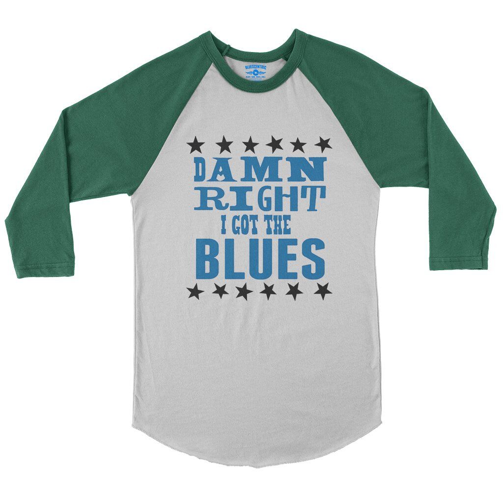 Damn Right I’ve got the Blues Baseball Tee in White Kelly