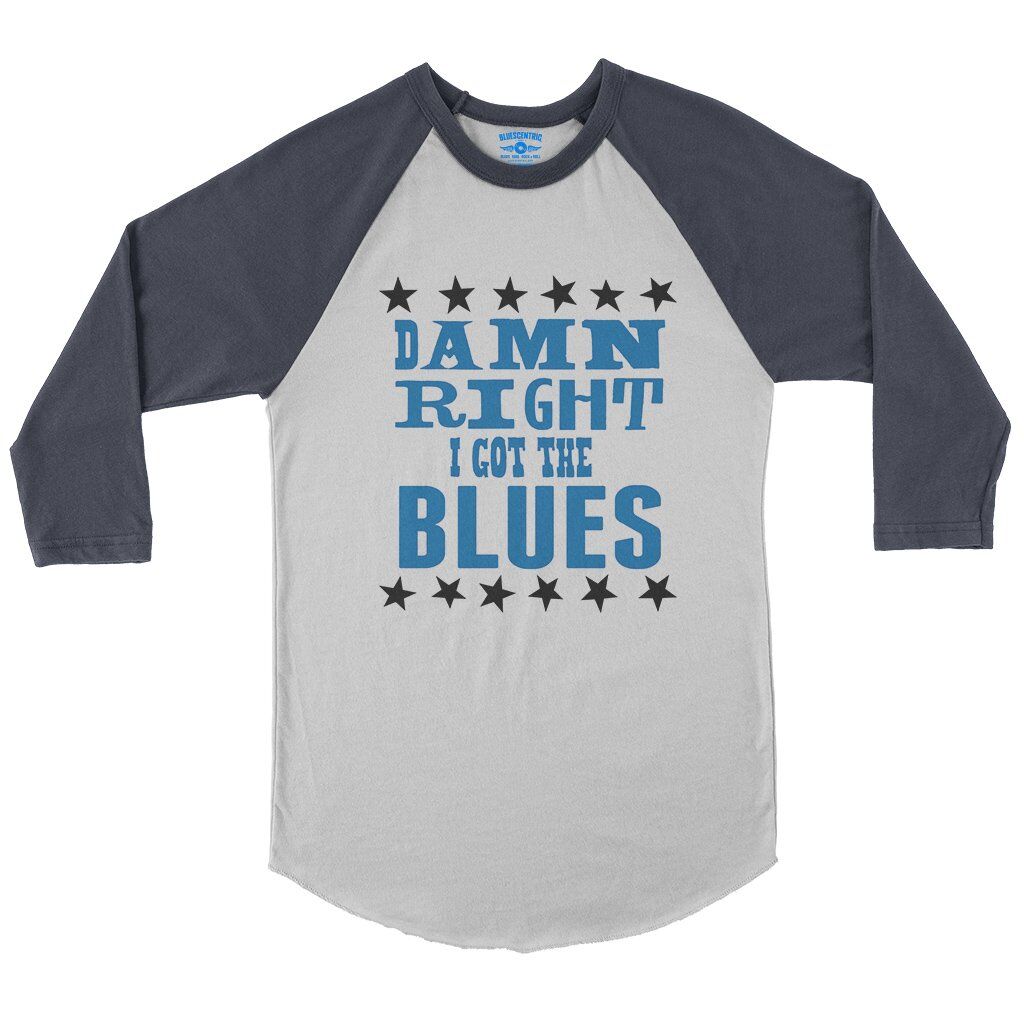 Damn Right I’ve got the Blues Baseball Tee in White Navy