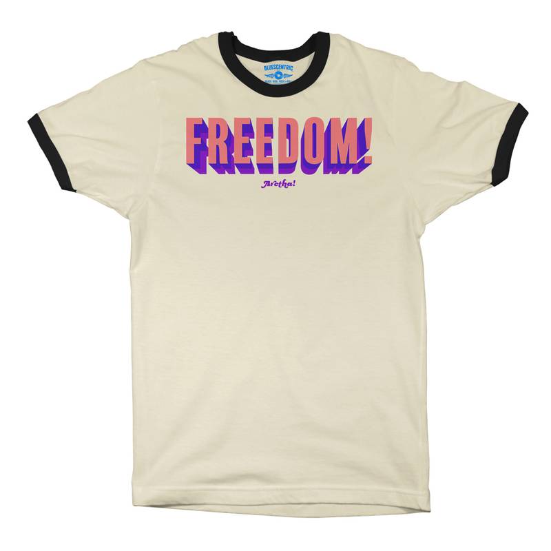 Aretha Franklin Freedom! Ringer T-Shirt in Natural Black