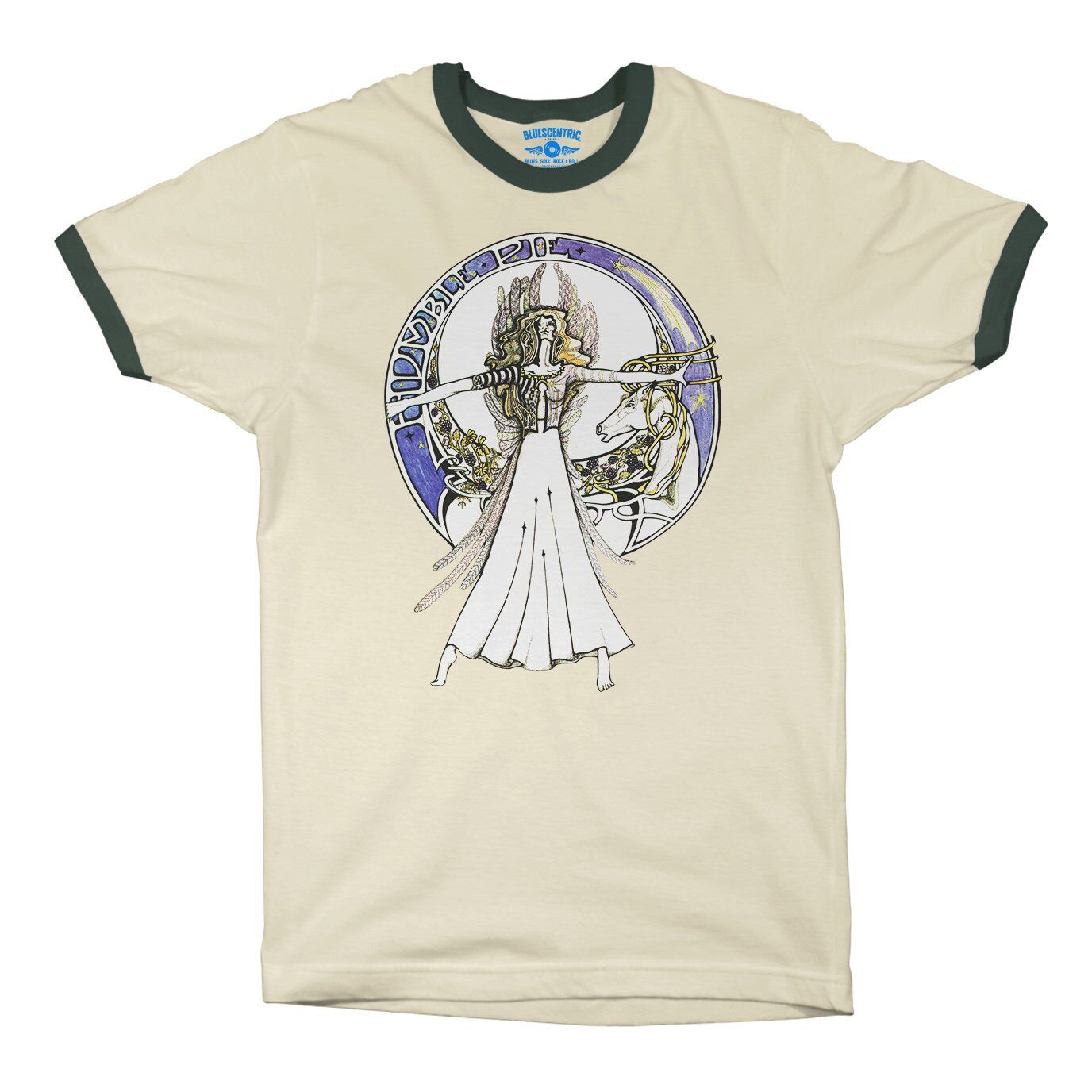 Humble Pie Dollface Ringer T-Shirt in Natural Forest Green