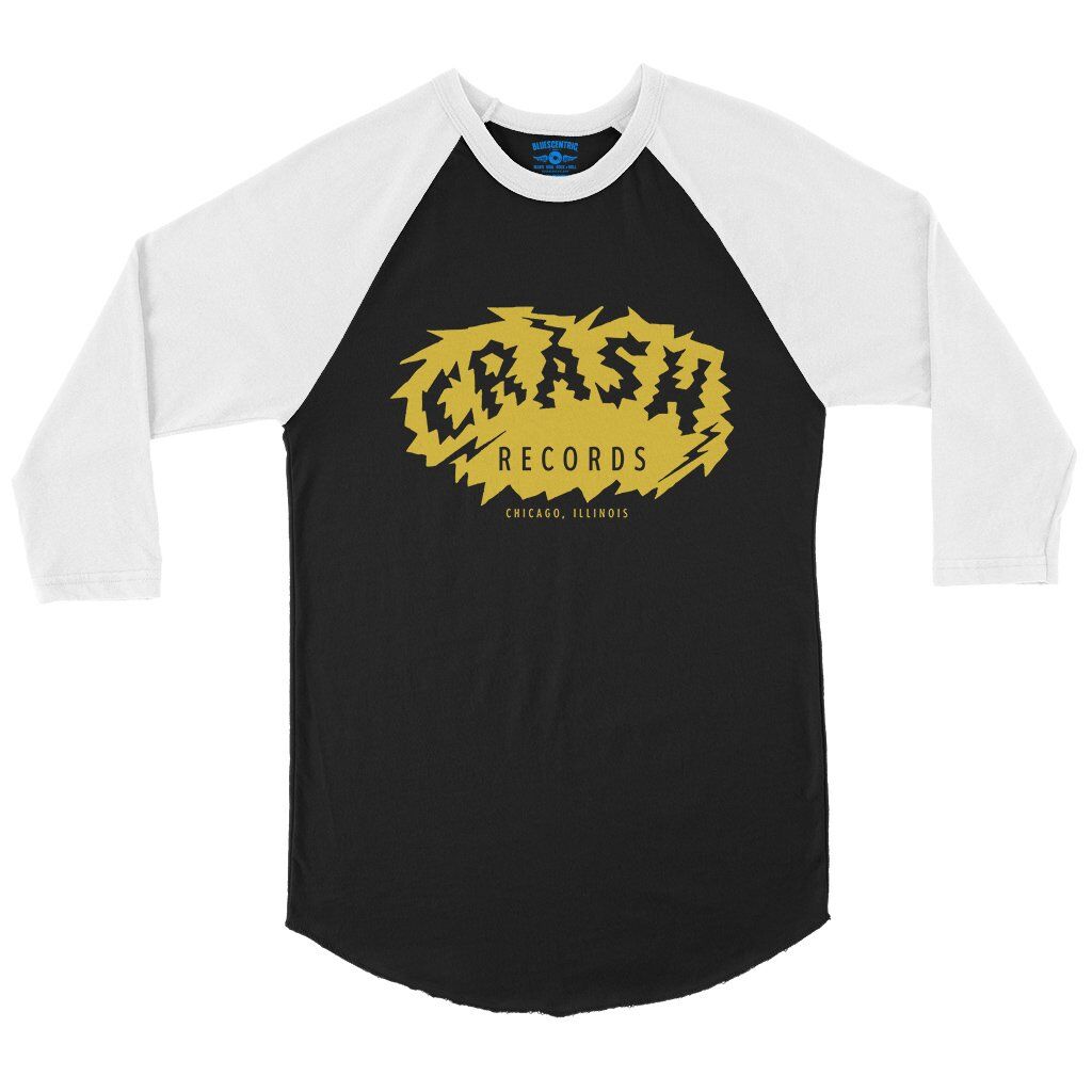 Crash Records Logo Baseball T-Shirt in Black White