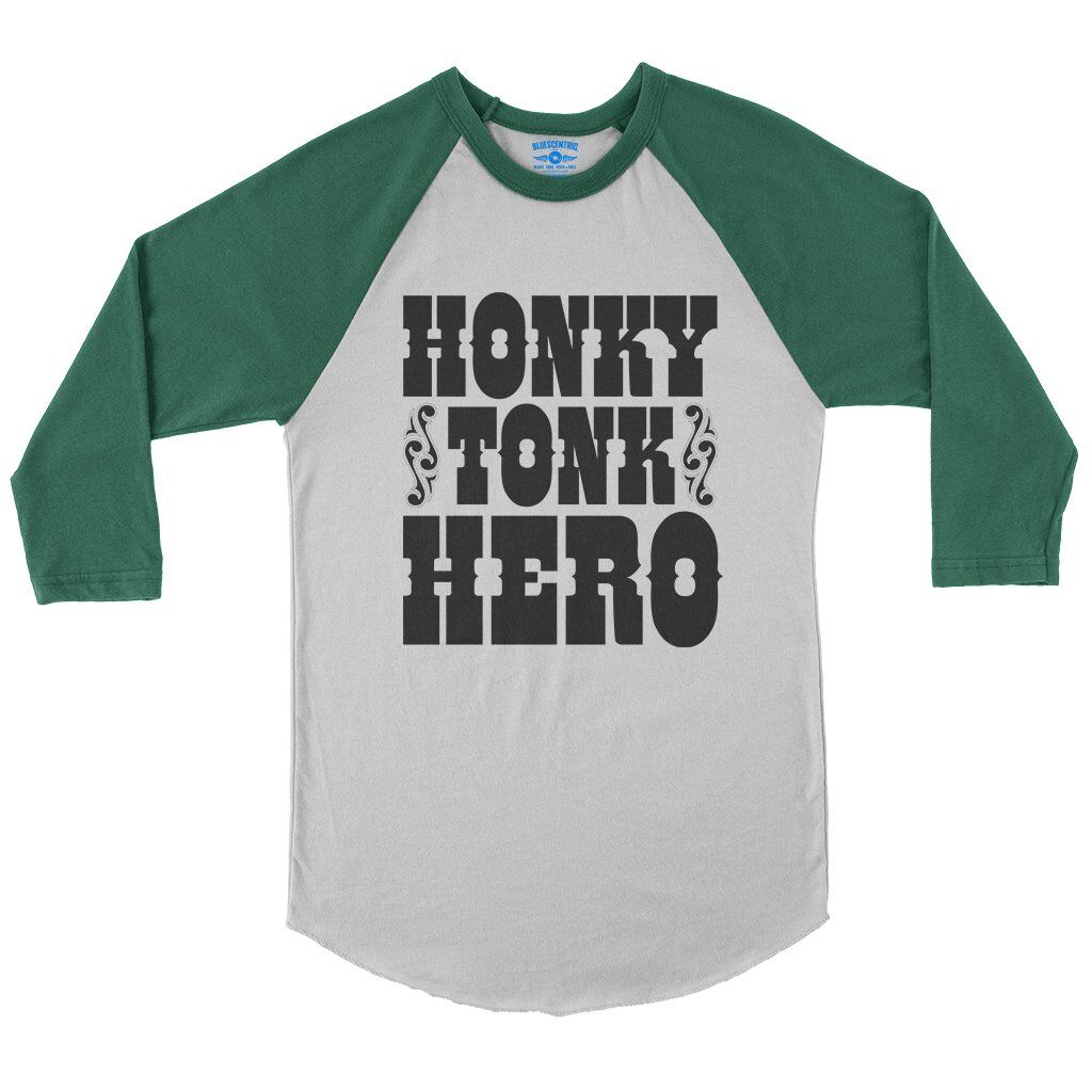 Honky Tonk Hero Baseball T-Shirt in White Kelly