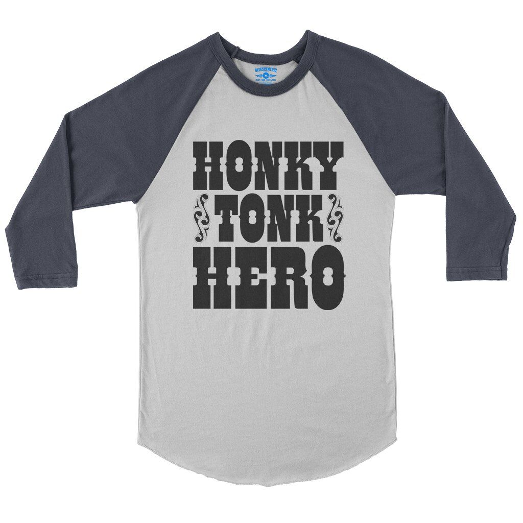 Honky Tonk Hero Baseball T-Shirt in White Navy