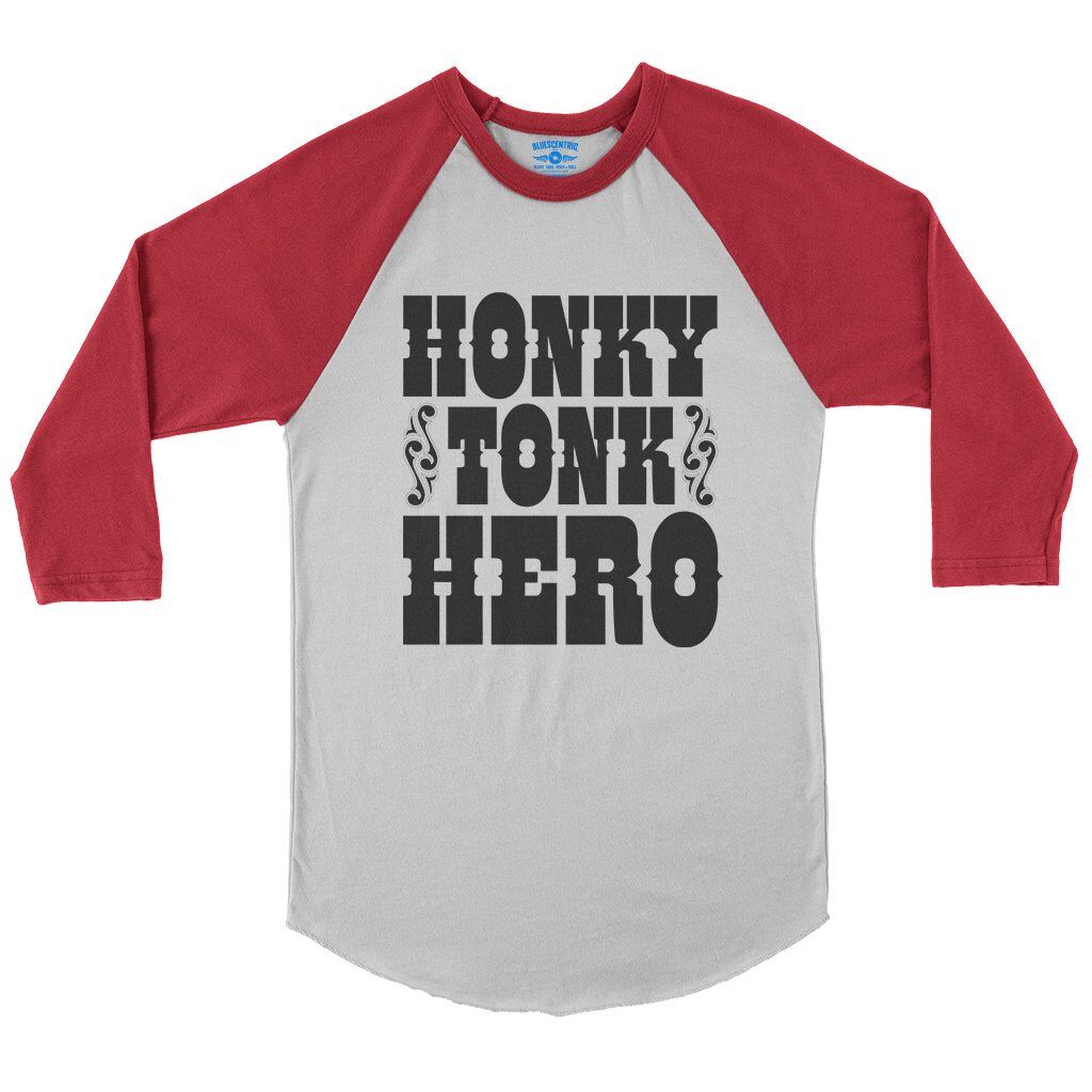 Honky Tonk Hero Baseball T-Shirt in White Red