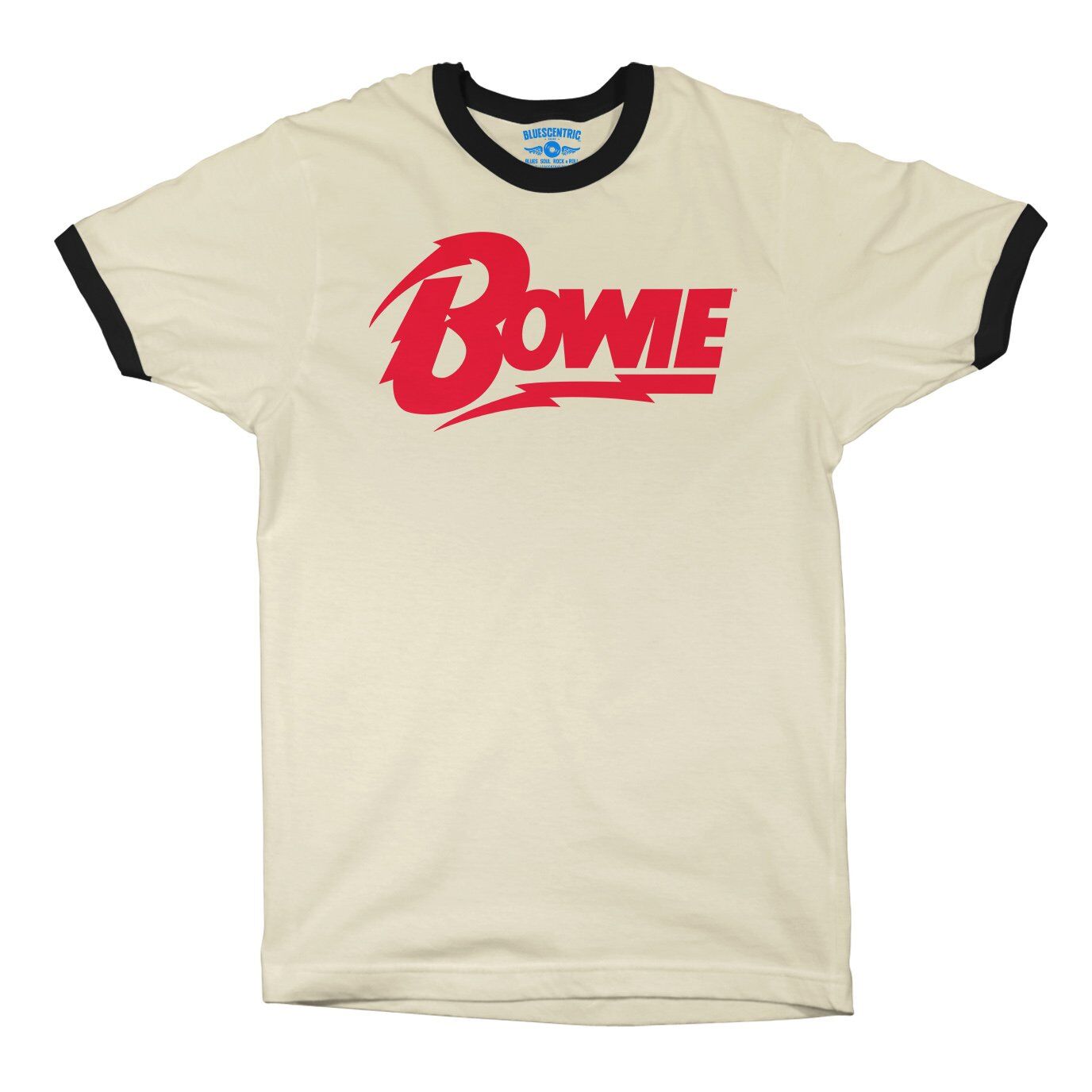 Red David Bowie Diamond Logo Ringer T-Shirt in Natural Black