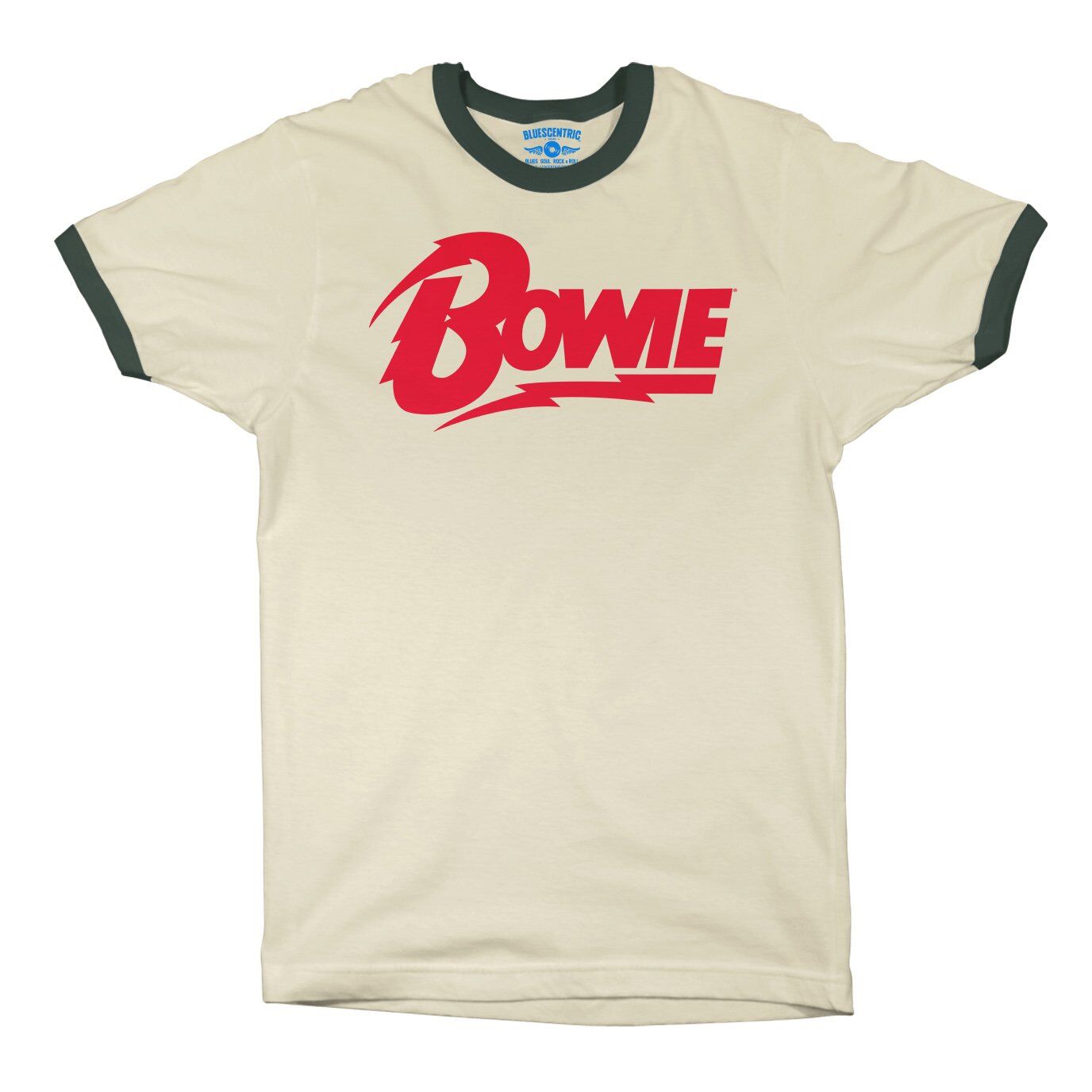 Red David Bowie Diamond Logo Ringer T-Shirt in Natural Forest Green