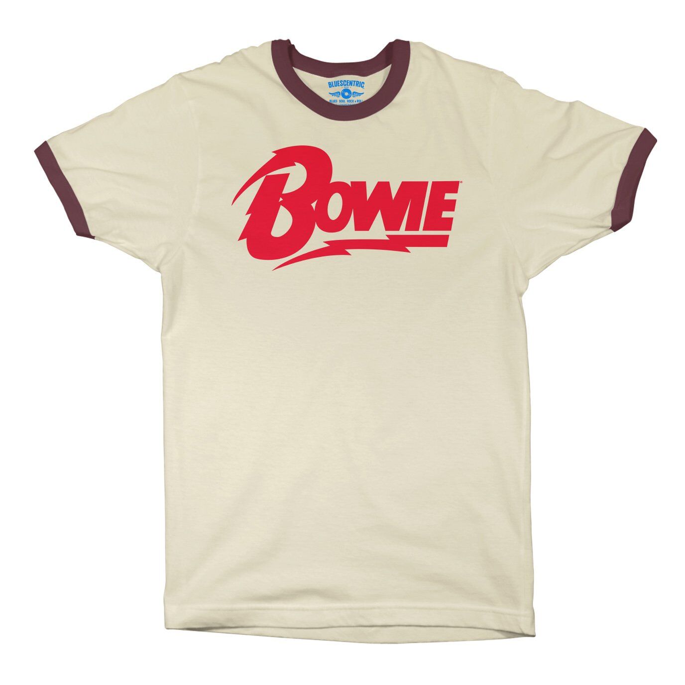 Red David Bowie Diamond Logo Ringer T-Shirt in Natural Maroon