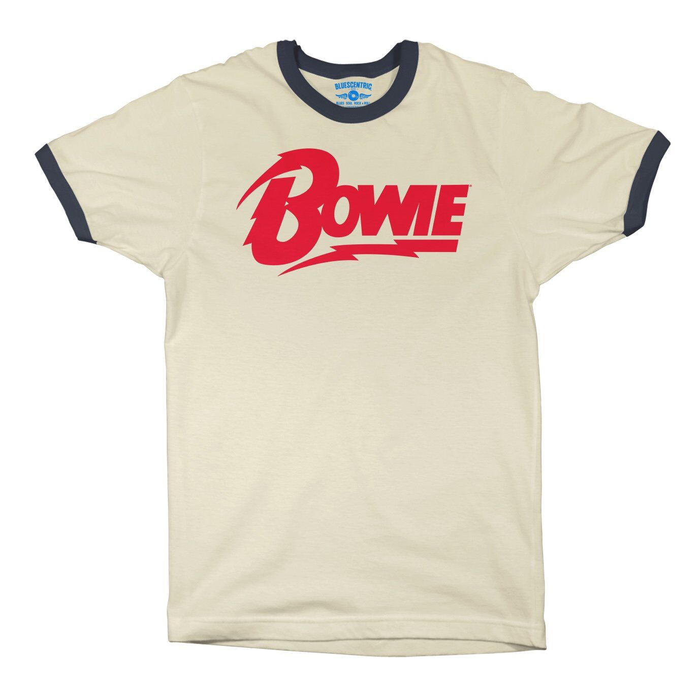 Red David Bowie Diamond Logo Ringer T-Shirt in Natural Midnight Navy