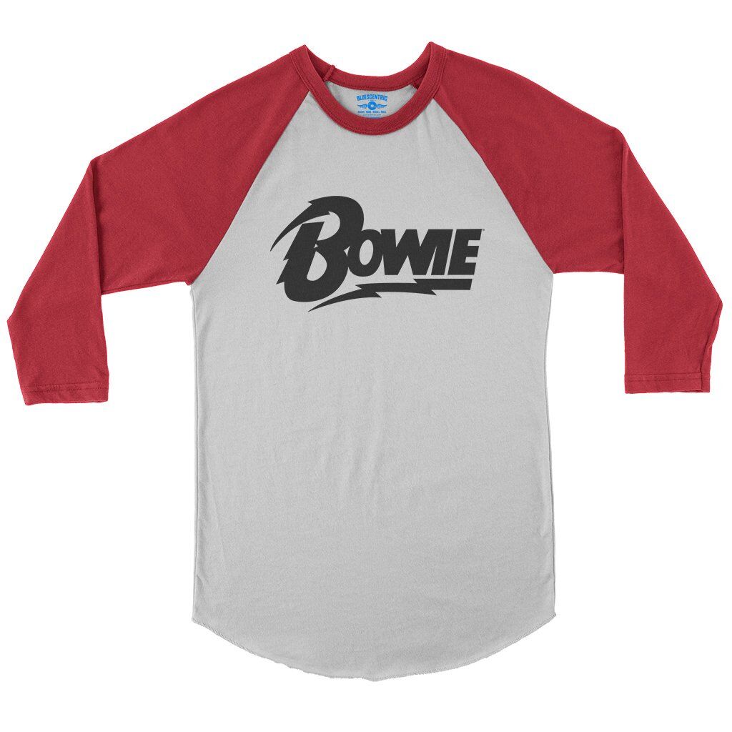 Black David Bowie Diamond Logo Baseball T-Shirt in White Red
