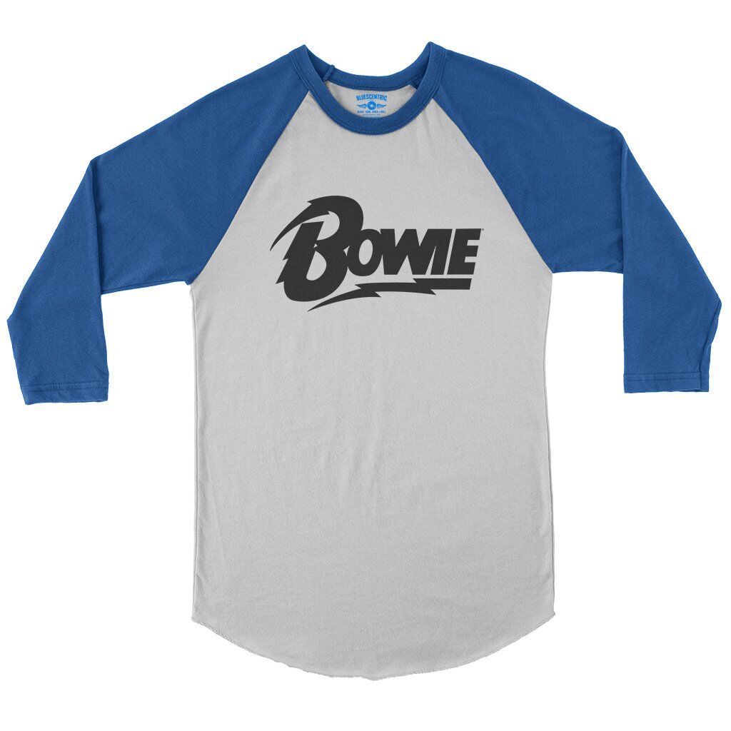 Black David Bowie Diamond Logo Baseball T-Shirt in White True Royal