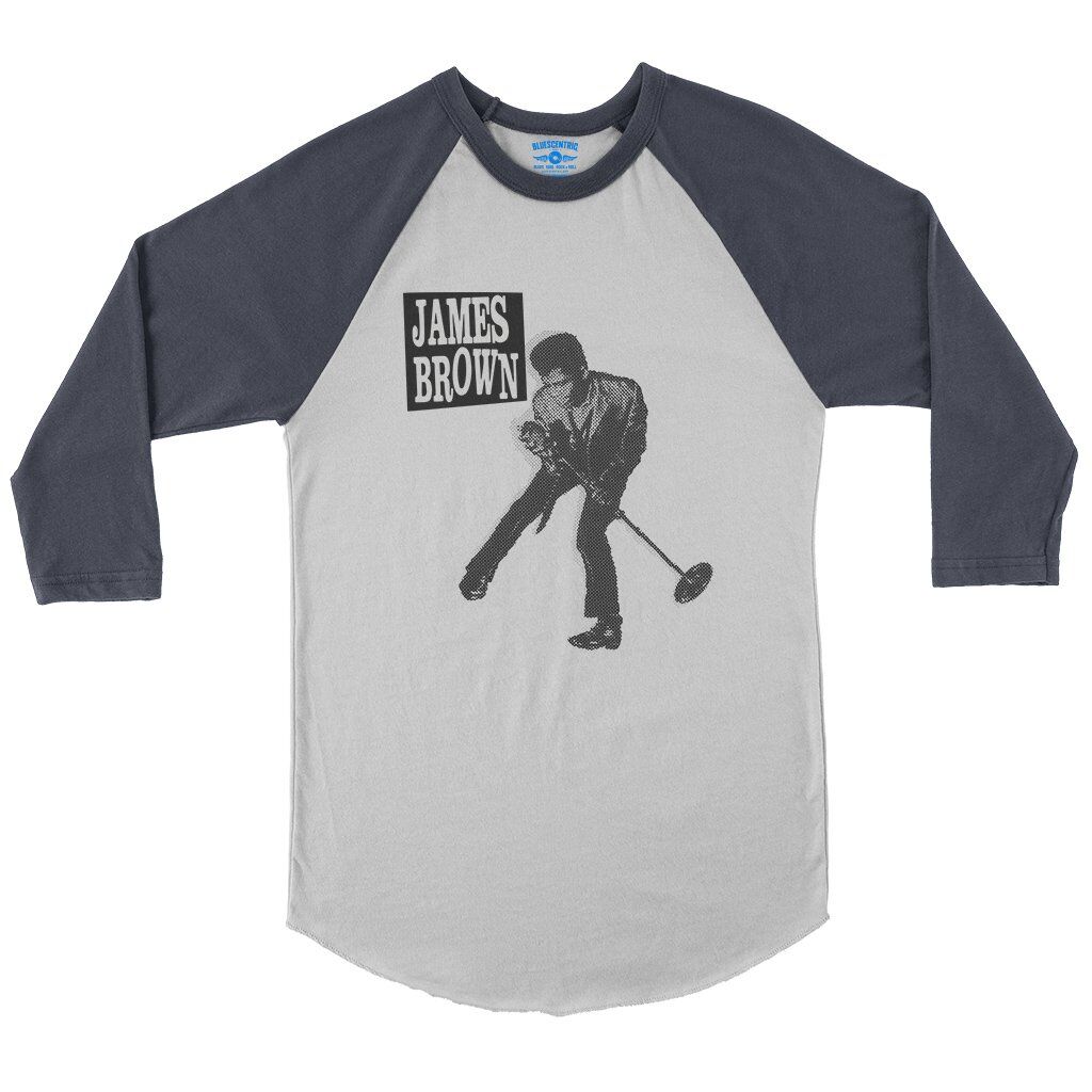James Brown Halftone Baseball T-Shirt in White Navy