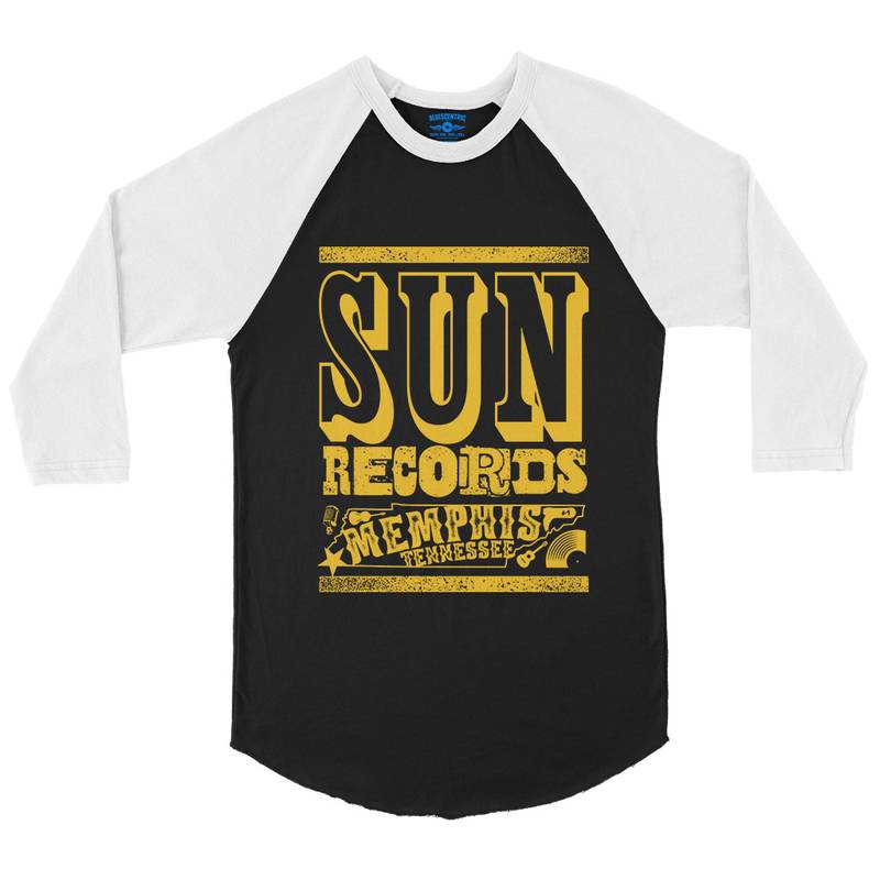 Sun Records Tennessee Home Baseball T-Shirt in Black White
